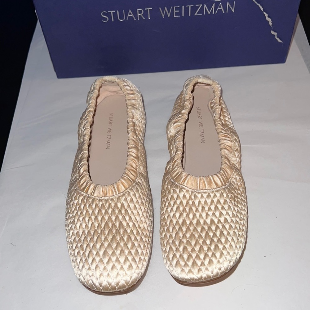 Stuart Weitzman‎ CIXW sateen quilted slip on ballet flats Sz 6 new